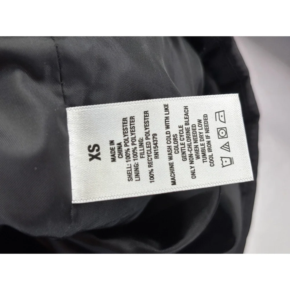 Aeropostale Mens Puffer Jacket Black Hooded Recycled Fill Quilted Coat XS